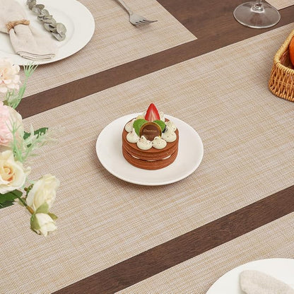 Myir JUN Beige Table Runner Home Decor Dining Table Runners | Vinyl Table - Image 3