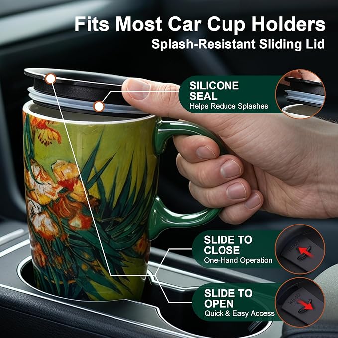 Topadorn 17oz Van Gogh Oleanders Ceramic Coffee Mug - Image 6