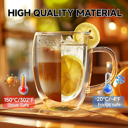 12 Ounces Set of 2 Double Walled Glass Coffee Mugs - Image 2