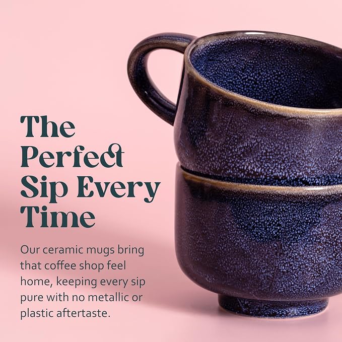 NOVA CERAMICS Navy Blue Extra Large Coffee Mug - 16 oz Ceramic Mug - Abyss | - Image 5