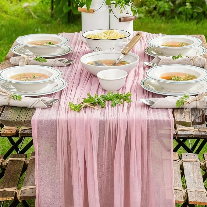 Cheesecloth Table Runner, 120 Inch 10 FT, Dusty Pink | 1 Pack, 35x120 Inches - Image 8