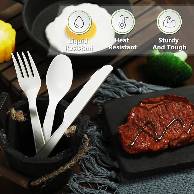 Compostable Knife, 100 Biodegradable Silverware - Image 5