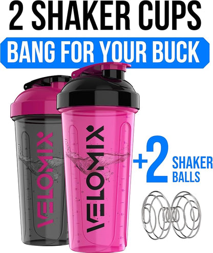 VELOMIX 2 Pack 28oz Protein Shaker Bottle - Image 2
