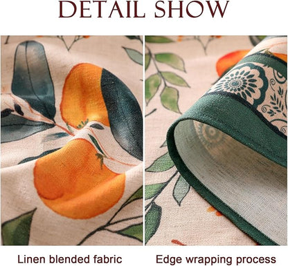 patdrea Designer Linen Small Round Table Cloth,Vintage Framhouse Oranges and Leaves Pattern Tablecloth,Decor Table Cover for Kitchen Dining Christmas,Thanksgiving,Party,Diameter 55"-Palladin a