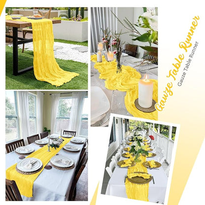 8 Pack Lemon Yellow Cheesecloth Table Runners 20x120 Inch Gauze Table Runner - Image 5