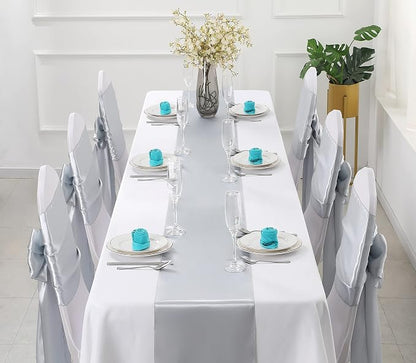 Horbaunal 24 Pack Silver Satin Table Runner 12 x 108 Inch | Smooth Table Runners - Image 2
