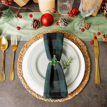 Christmas Tree Napkin Rings Set of 12, Evergreen Xmas Tree Napkin Ring Holders - Image 5