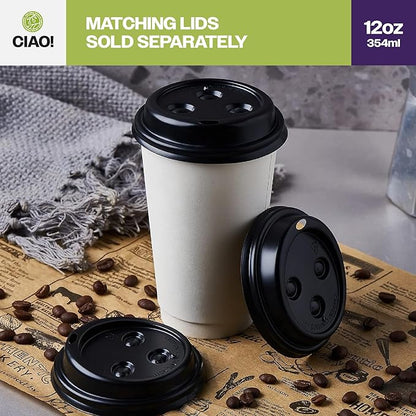 CIAO! 12oz White Paper Hot Cup, Disposable, 90mm Diameter 1,000 Count