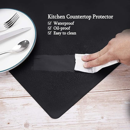 Gartful Silicone Mats for Countertop - Thicker, 28" by 20" Extra Large Multipurpose Mat, Counter Table Protector, Desk Saver Pad, Placemat Nonstick Nonskid Heat-Resistant Pad, Black, 2PCS