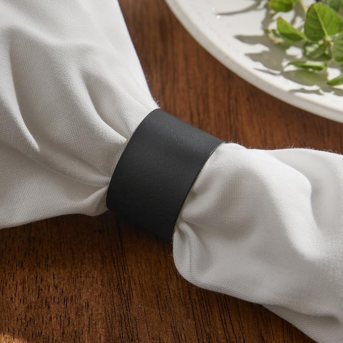 Black Cuff Napkin Ring Set of 4, Matte Metal | 1" x 2" | Metal | Minimalist - Image 2