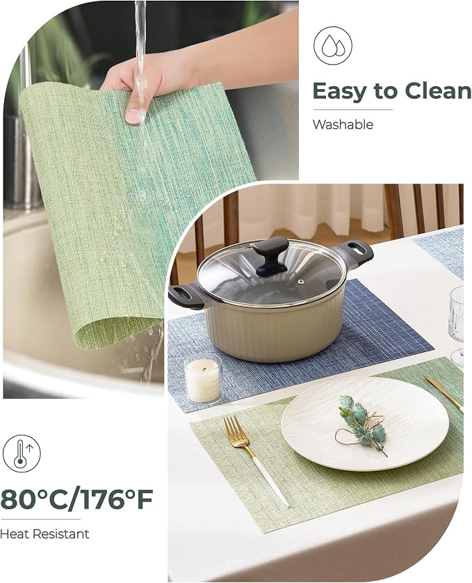 Leetaltree Gradient Green Woven Placemats Set of 8 - Image 5