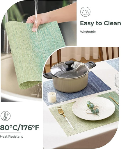 Leetaltree Gradient Green Woven Placemats Set of 8 - Image 5