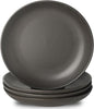 Dinner Plates Set of 4, 10 Inch Ceramic Plates - Stoneware Dinnerware Set for Pancakes, Scratch Resistant Black Plates, Microwave Oven and Dishwasher Safe for Steak, Noodle, Kitchen