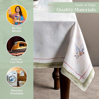 Maison d' Hermine Table Cloth Rectangle Table 100% Cotton 60 x 90 Inches Tablecloth Reusable Decorative for Dining Room Farmhouse Home Valentines Day Decorations Spring Summer - Flying Birds