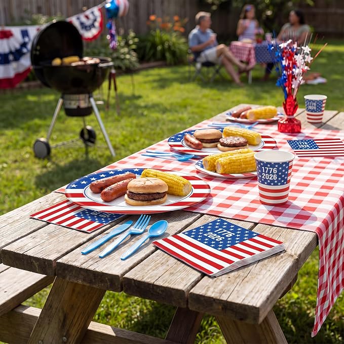 350 Pcs 4th of July Party Decorations 12 inch Disposable Patriotic Oval Plates - Image 6