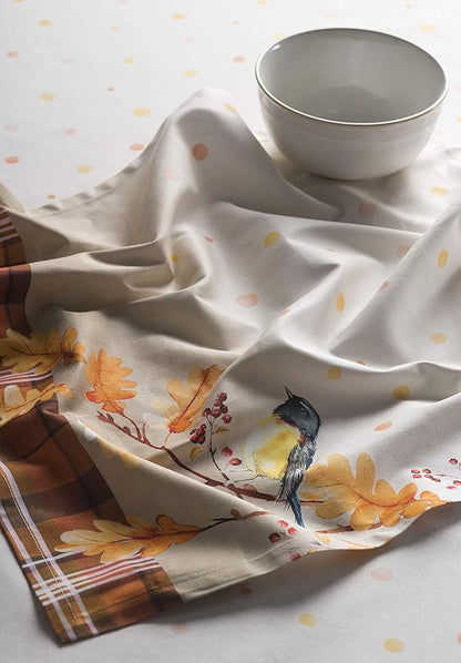 Maison d' Hermine Cloth Napkins Set of 4 100% Cotton for Thanksgiving Christmas Decorations Everyday Reusable Square Fall Napkins Cloth Washable Dinner Party (Oak Leaves, 20"x20")