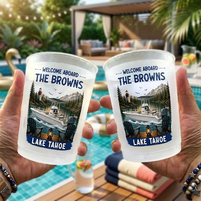 Custom Boating Party Cups, Personalized Summer Vacation And Travel Gifts - Image 2