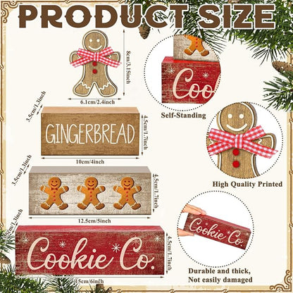 Moucuny 4 Pcs Christmas Table Decor Gingerbread Man Decoration Christmas - Image 2