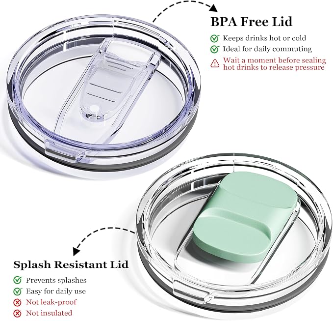 12oz Insulated Coffee Mug with Lid – Includes Two Lids, Stainless Steel Coffee - Image 3