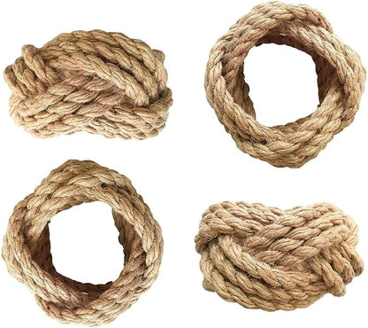 Jute Napkin Rings Set of 4 | Elegant Woven Nautical Napkin Rings | 100% Natural by Jolitee