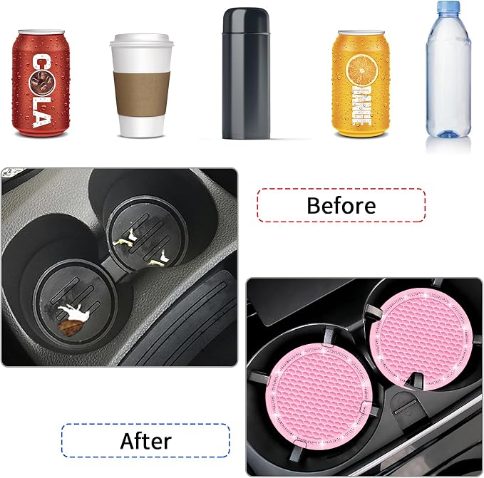 Car Coasters, 4 Pack Universal Vehicle Bling Car Coaster, Rhinestone Coaster - Image 3