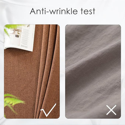 BALCONY & FALCON Round Tablecloth Washable Wrinkle Resistant and Water Proof Table Cloth Decorative Linen Fabric Tablecloths for Dining Party Kitchen Wedding and Outdoor Use(Brown, 70" Round)