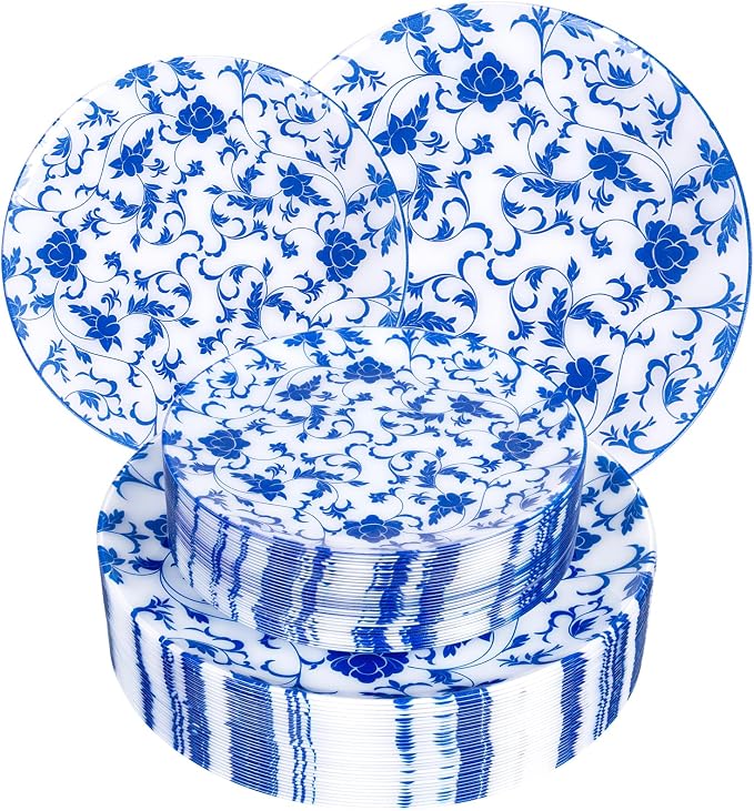 60 PCS Blue Plastic Plates by Joyido