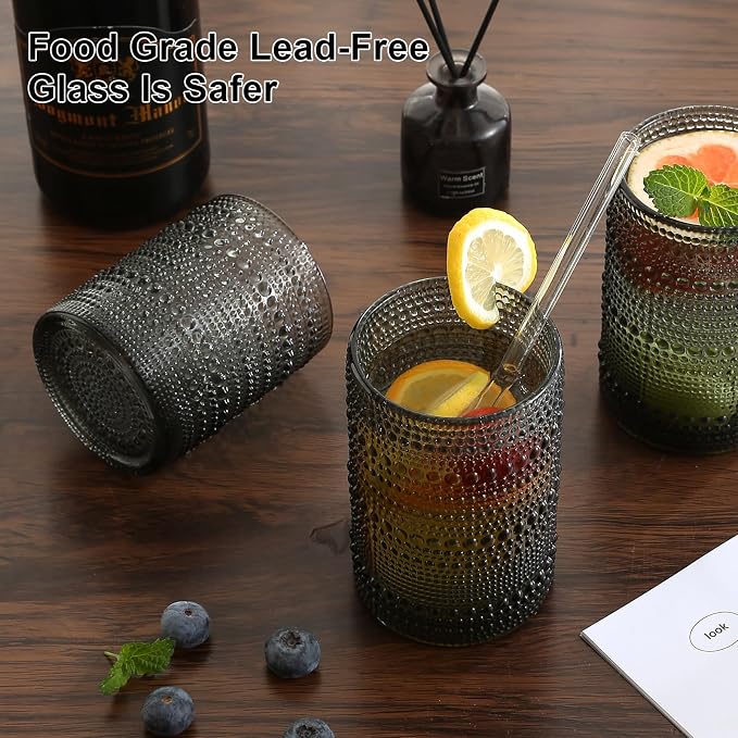 ZMOWIPDL 12oz & 15oz Hobnail Drinking Glasses, - Image 7
