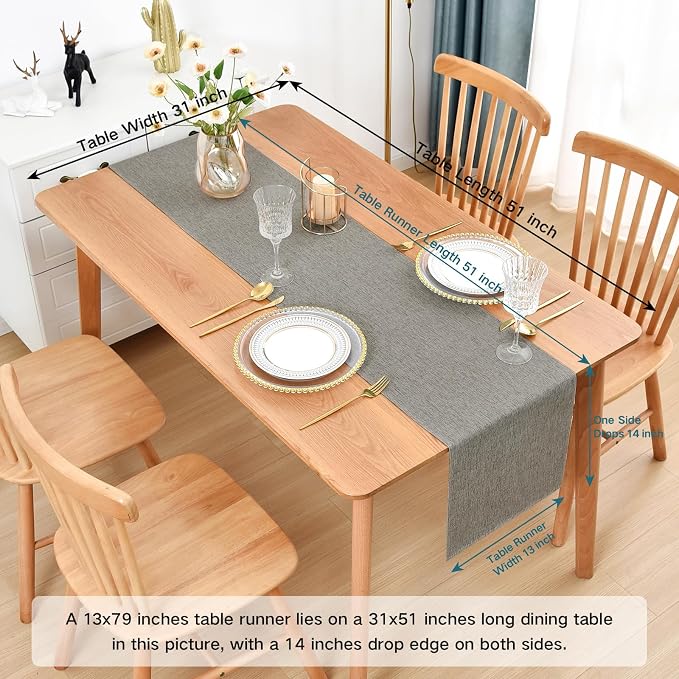 Faux Linen Table Runner Water Resistant 13 x 48 in, Coffee Table Runner - Image 2