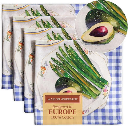Maison d' Hermine Cloth Napkins Set of 4 100% Cotton Everyday Reusable Square Napkins Cloth Washable Dinner Party Wedding Restaurant Valentines Day Decorations Spring/Summer (Gourmand, 20" x 20")