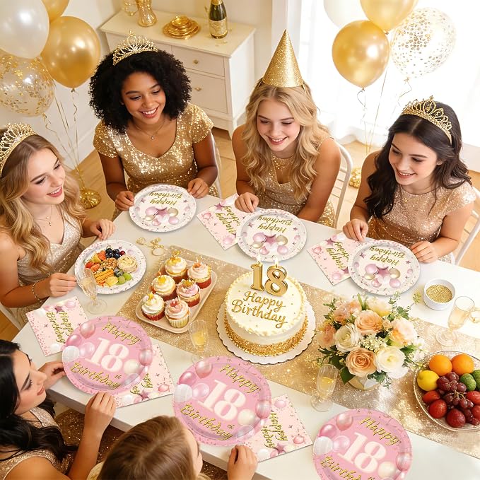 96Pcs Blush Beige 18th Birthday Party Decoration, Serve 24 | Boho Dusty Pink - Image 8
