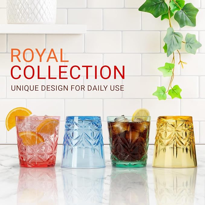 Bravario Royal Plastic Drinking Glasses, 13 oz Set of 6, Plastic Cups Reusable - Image 2