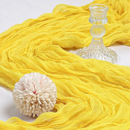 12 Pack 10Ft Lemon Yellow Cheesecloth Table Runner 23 x 120 Inch | Gauze Rustic - Image 3