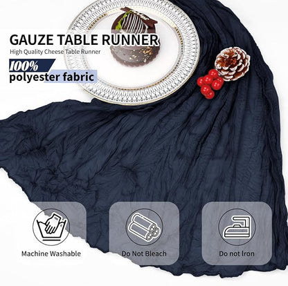 12 Pack Navy Blue Cheesecloth Table Runner 10Ft, Gauze Table Runners 21.5 x 120 - Image 7
