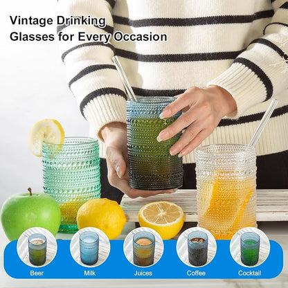 Vintage Blue Hobnail Drinking Glasses - Image 5