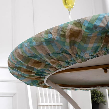 Walrus Round Vinyl Fitted Tablecloth with Flannel Backing Elastic Edge Design Table Cover Waterproof Oil-Proof PVC Table Cloth Stain-Resistant Best for 57"-66" Round