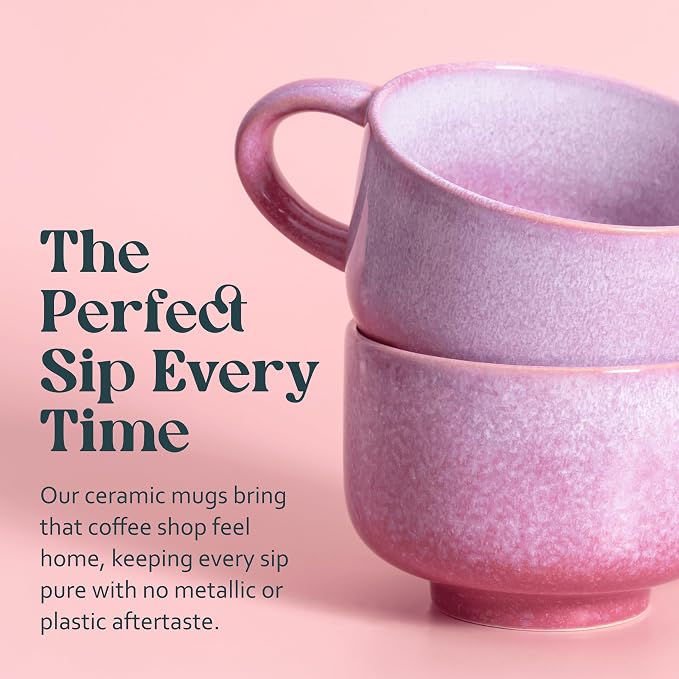 NOVA CERAMICS Pink Floral Coffee Mug - 16 oz Ceramic Mug - Astral Bloom | Pink - Image 5