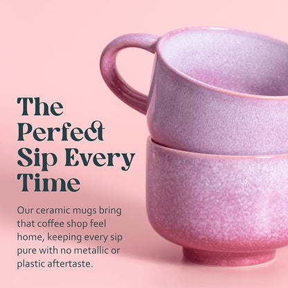 NOVA CERAMICS Pink Floral Coffee Mug - 16 oz Ceramic Mug - Astral Bloom | Pink - Image 5