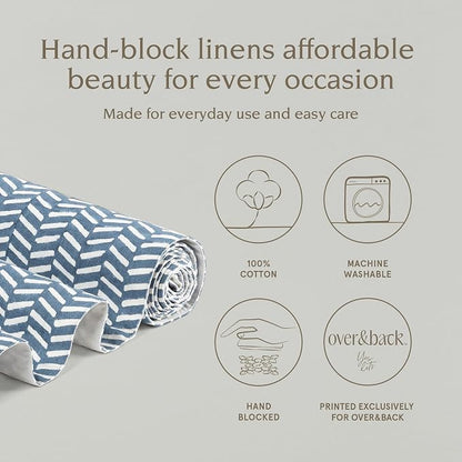Over&Back 18x90 Hand-Blocked Printed Cotton Table Runner - Image 2