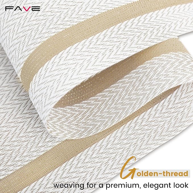 FAVE Woven Vinyl Table Runner White Table Runner Woven - Image 7