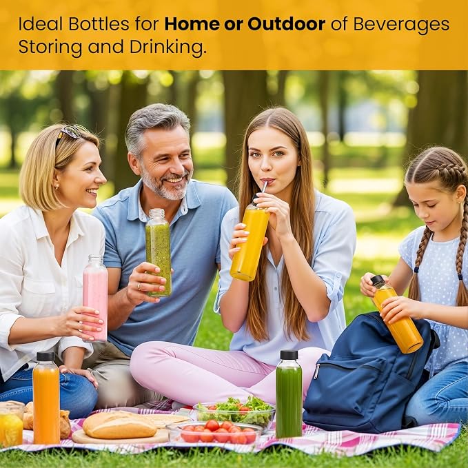 8 Pack 18 oz Glass Juice Bottles - Image 8