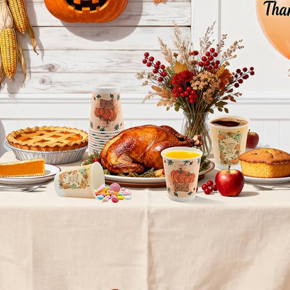 Tamone 100 PACK Thanksgiving Cups 9OZ Disposable Coffee Cups, Thanksgiving - Image 5