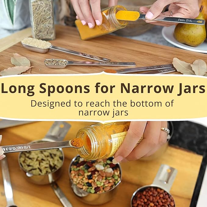 Measuring Cups and Spoons Set of 15, Stackable Cups, Long Handle - Image 7