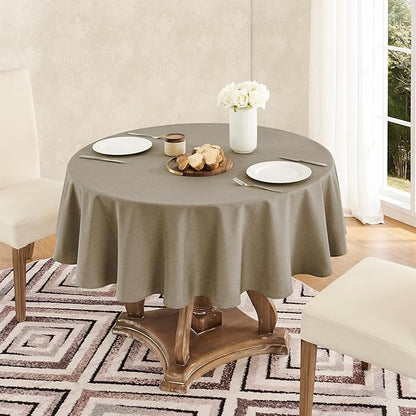 Tablecloth Linen Textured Waterproof & Stain Resistant Table Cloth Wrinkle Free Decorative Fabric Farmhouse Table Cover for Dining/Party/Buffet/Wedding, 60 x 60 Inch, Mocha