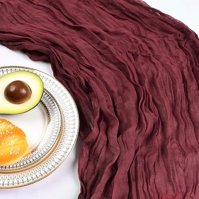 12 Pack 10Ft Burgundy Cheesecloth Table Runner 23 x 120 Inch | Gauze Rustic - Image 5