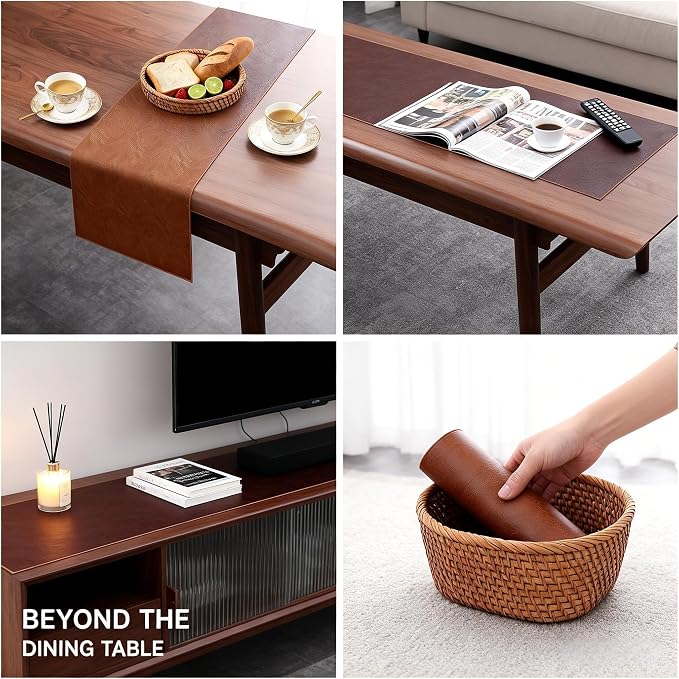 Double-Sided Faux Leather Table Runner, Waterproof Heat Resistant Non-Slip - Image 8