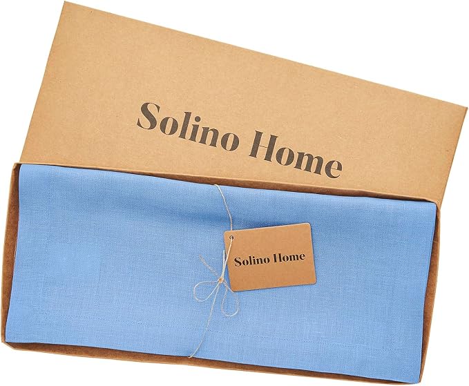 Solino Home 100% Pure Linen Table Runner Provence Blue, Fete 14 x 72 in | Table - Image 5