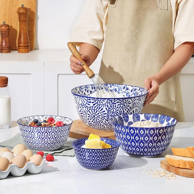 Selamica Ceramic Mixing Bowls, Nesting Bowls Set of 4 - Image 2