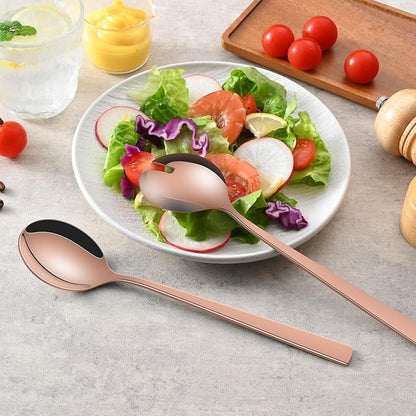 Rose Gold Salad Serving Utensils Set, 9.4 Inch Stainless Steel Salad Serving - Image 6