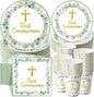 Pickmesh 250 Pcs Green First Holy Communion Disposable Tableware Set God Bless by Pickmesh